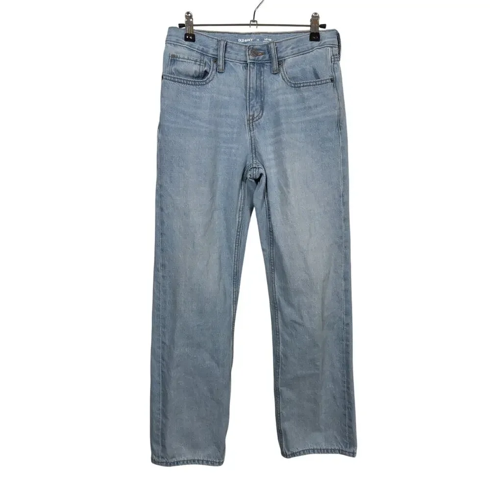 Old Navy Built-In Tough Loose Jeans Boys Kids 14 Blue Adjustable Waistband